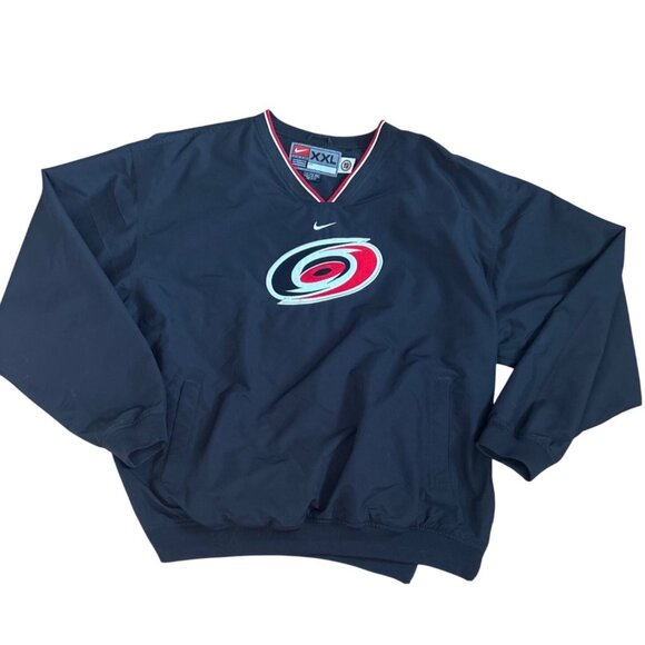 Nike Carolina Hurricanes Windbreaker XXL Pullover Jacket Black Red NHL Hockey - Picture 1 of 10